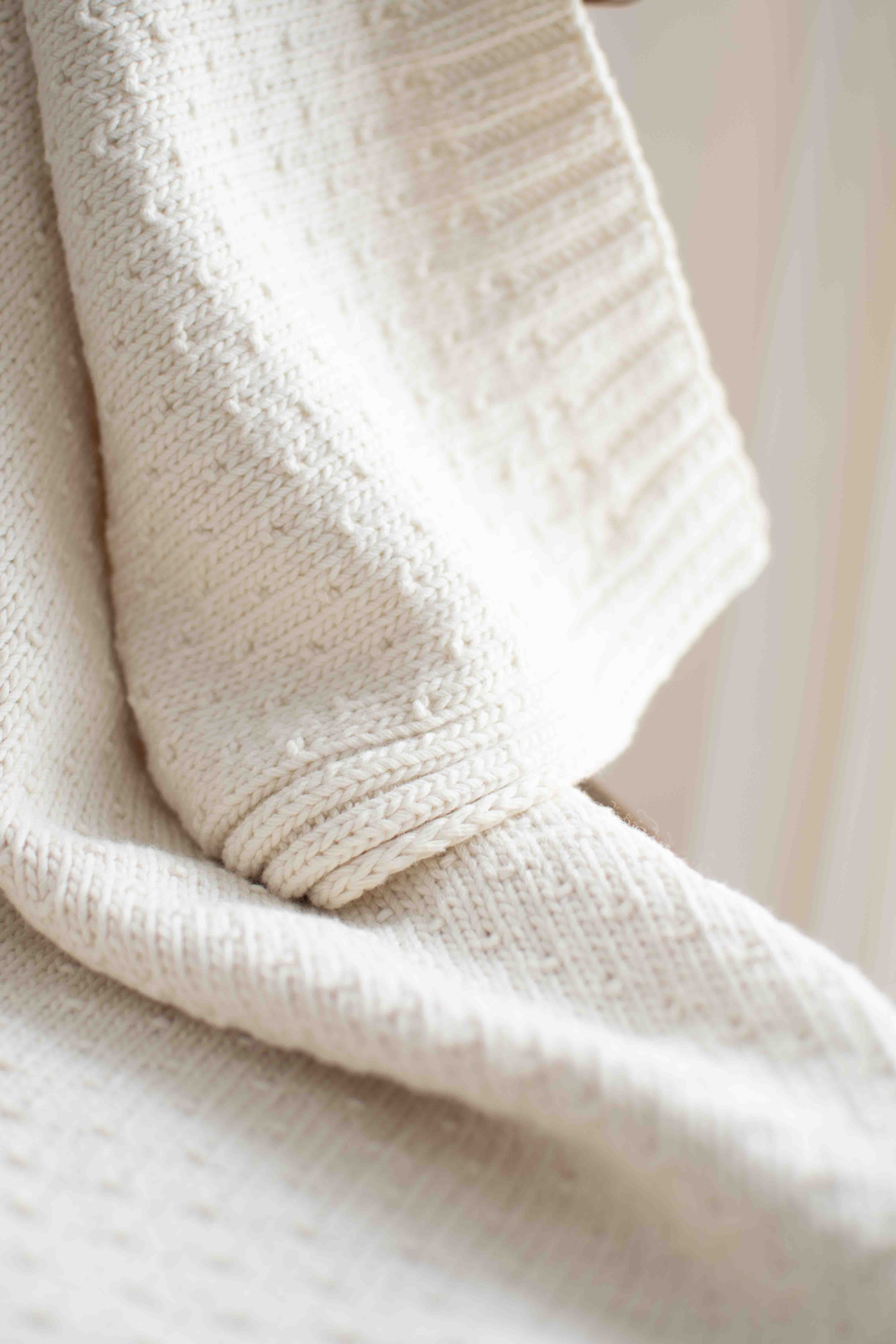 Hand Knit Organic Cotton Baby Blanket